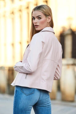 Soft Pink Leather Biker Jacket -MIDI Clothing Shop web 115 s21tj211we0001 sa17or01pk0020 135