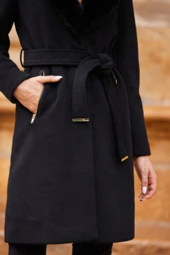 Black Wool Mix Faux Fur Collar Coat -MIDI Clothing Shop web 11 aow014bk0001 atw056gn003 a0bd008bk0001 35