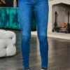 Mid Blue Button Detail Hem Jeggings -MIDI Clothing Shop web 11 s23bd007be0010 s22tj008pk0020 029