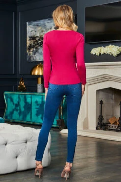 Mid Blue Button Detail Hem Jeggings -MIDI Clothing Shop web 11 s23bd007be0010 s22tj008pk0020 136