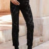 Black Textured Animal Print Coated Slim Leg Jeans -MIDI Clothing Shop web 14 a22tj008gn0049 083 rt