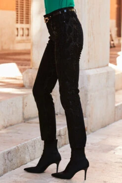 Black Textured Animal Print Coated Slim Leg Jeans -MIDI Clothing Shop web 14 a22tj008gn0049 113