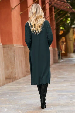 Dark Green Longline Button Front Cardigan -MIDI Clothing Shop web 14 a21dk501 a21tk500 a21fw045pt 180 green rt