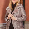 Mocha Faux Shearling Biker Jacket -MIDI Clothing Shop web 17 a19ol004mk0001 271 rc