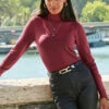 Wine Roll Neck Gold Zip Detail Jumper -MIDI Clothing Shop web 17 a20tk008rd0011 166 rc