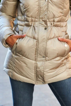 Stone Metallic Padded Coat With Fur Hood -MIDI Clothing Shop web 18 a22ow013st0001 264