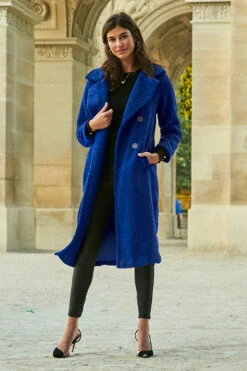 Cobalt Blue Super Cosy Longline Borg Coat