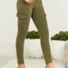 Khaki Green Zip Detail Cargo Skinny Jeans -MIDI Clothing Shop web 210302 sosandar hatfield 2 s21dt009be0010 059