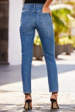 Indigo Blue Embellished Slim Leg Jeans -MIDI Clothing Shop web 2304 55 s23bd005be0010 55 258