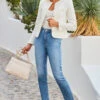 Light Wash Denim Slim Leg Jeans -MIDI Clothing Shop web 2306 12 s23ow122we0001 12 025 rt