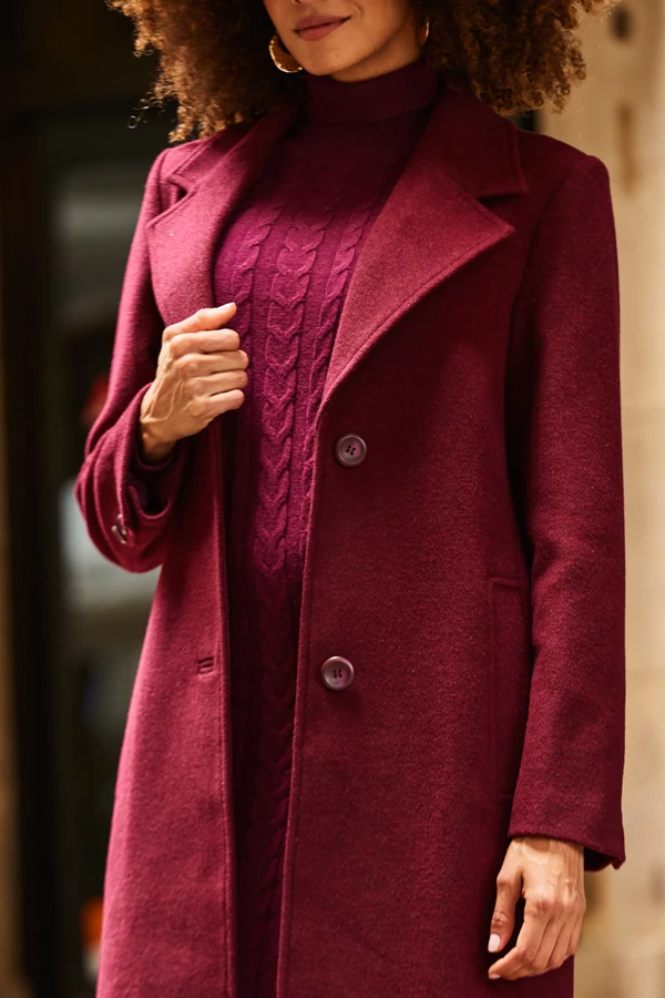 Burgundy Premium Longline Wool Mix Coat 6 Burgundy Premium Longline Wool Mix Coat - Image 4