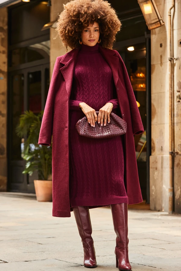 Burgundy Premium Longline Wool Mix Coat 7 Burgundy Premium Longline Wool Mix Coat - Image 5