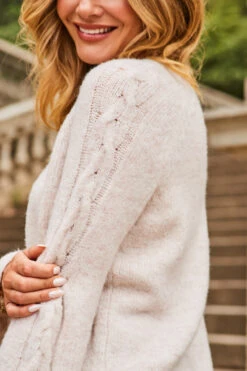 Natural Super Soft Cable Sleeve Detail Jumper -MIDI Clothing Shop web 2307 34 a21bd004bn0024 a23tk203nl0003 34 234 rt