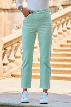 Mint Green Cropped Straight Leg Jeans -MIDI Clothing Shop web 2307 76 s22bd021gn0026 76 092