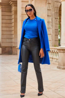 Cobalt Blue Single Breasted Coat -MIDI Clothing Shop web 2307 77 a23tk156be0010 a23bd003bk0001 77 007 2