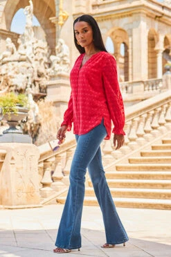 Mid Blue Kick Flare Jeggings -MIDI Clothing Shop web 2307 81 s23tw176rd0022 s23bd047be0010 81 227 rt 1