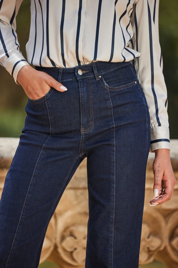 Dark Indigo Wide Leg Pintuck Jeans 10 Dark Indigo Wide Leg Pintuck Jeans - Image 8