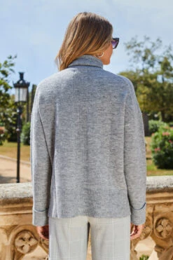 Grey Marl Folded Cuff Jumper 16 Grey Marl Folded Cuff Jumper -MIDI Clothing Shop web 2307 98 a22bw006gy0001 a23tk107gy0014 98 447