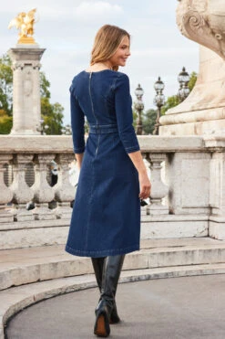 Dark Indigo Fit & Flare Denim Dress -MIDI Clothing Shop web 2308 08 a23dd011in0007 08 320