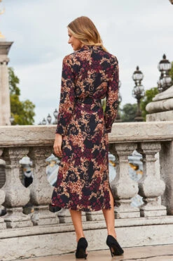 Black Baroque Print Belted Maxi Shirt Dress -MIDI Clothing Shop web 2308 107 a23dw034bkan01 107 170