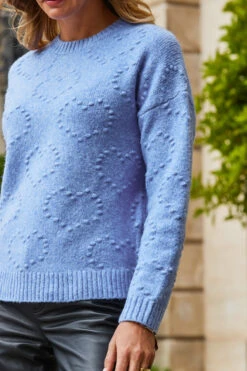 Soft Blue Heart Detail Knit Jumper -MIDI Clothing Shop web 2308 45 s22tk613be0010 45 251 rt