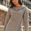 Natural Rib Knit Half Zip Longline Jumper -MIDI Clothing Shop web 2309 127 a23tk261bn0024 127 094 2