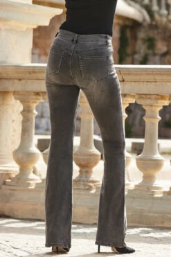 Charcoal Grey Kick Flare Jeans -MIDI Clothing Shop web 2309 129 s22bd090gy0016 s23ol007bk0001 129 221