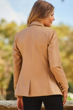 Tan Premium Faux Leather Blazer -MIDI Clothing Shop web 2309 13 a23op003bn0004 a20tk001bk0001 s23bd045bk0001 13 280