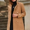 Camel Coat With Gold Button Detail -MIDI Clothing Shop web 2309 140 a23ow002bn0002 140 103
