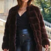 Dark Brown Faux Fur Coat -MIDI Clothing Shop web 2309 142 a23ow019pt0004 142 046