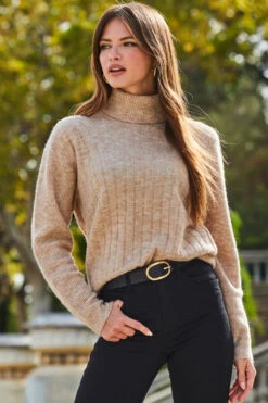 Camel Rib Knit Super Cosy Jumper