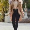 Camel Faux Fur Shawl Collar Padded Coat -MIDI Clothing Shop web 2309 143 a23ow008bn0003 s23tk603nl0008 143 163