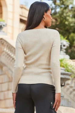 Champagne Gold Metallic Cut Out Knitted Top -MIDI Clothing Shop web 2309 154 a22tk580mc0003 a23sd002bk0001 154 187