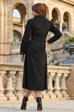 Black Denim Fit & Flare Midi Shirt Dress -MIDI Clothing Shop web 2309 164 s23dd003bk0001 164 183