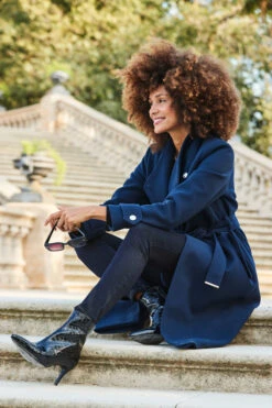 Navy Blue Military Longline Belted Coat -MIDI Clothing Shop web 2309 28 a23ow003be0003 28 039