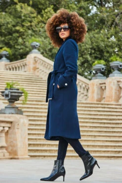 Navy Blue Military Longline Belted Coat -MIDI Clothing Shop web 2309 28 a23ow003be0003 28 287