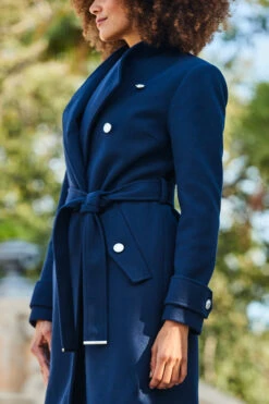 Navy Blue Military Longline Belted Coat -MIDI Clothing Shop web 2309 28 a23ow003be0003 28 455