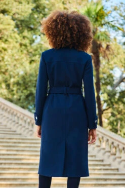 Navy Blue Military Longline Belted Coat -MIDI Clothing Shop web 2309 28 a23ow003be0003 28 517