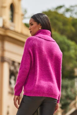 Magenta Roll Neck Super Soft Knitted Jumper -MIDI Clothing Shop web 2309 s21tk375pk0015 a23bl002bk0001 23 128