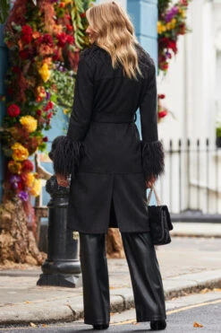 Black Luxe Faux Suede & Fur Afghan Coat -MIDI Clothing Shop web 2310 05 a23op002bk0001 a20tk008bk0001 s23bp001bk0001 05 066