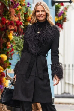 Black Luxe Faux Suede & Fur Afghan Coat -MIDI Clothing Shop web 2310 05 a23op002bk0001 a20tk008bk0001 s23bp001bk0001 05 130