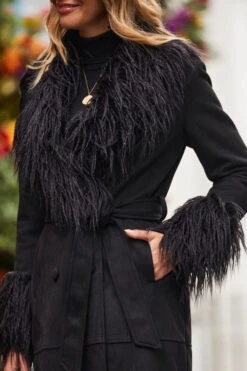 Black Luxe Faux Suede & Fur Afghan Coat -MIDI Clothing Shop web 2310 05 a23op002bk0001 a20tk008bk0001 s23bp001bk0001 05 136