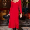 Red Sweetheart Neckline Fit & Flare Midi Dress -MIDI Clothing Shop web 2310 24 a23dk130rd0017 24 051