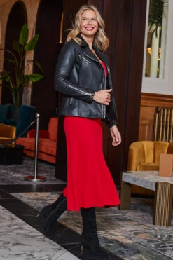 Red Sweetheart Neckline Fit & Flare Midi Dress -MIDI Clothing Shop web 2310 24 a23dk130rd0017 24 101