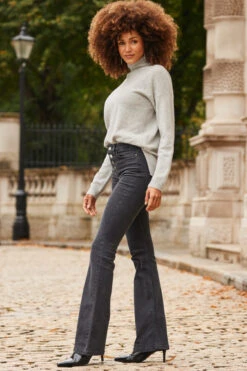 Charcoal Grey Button Front Kick Flare Jeans 12 Charcoal Grey Button Front Kick Flare Jeans -MIDI Clothing Shop web 2310 25 a22bd024gy0016 a23tk107gy004m 25 013