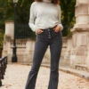 Charcoal Grey Button Front Kick Flare Jeans -MIDI Clothing Shop web 2310 25 a22bd024gy0016 a23tk107gy004m 25 025