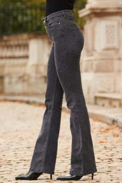 Charcoal Grey Button Front Kick Flare Jeans 10 Charcoal Grey Button Front Kick Flare Jeans -MIDI Clothing Shop web 2310 25 a22bd024gy0016 a23tk107gy004m 25 130