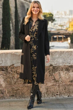 Black & Gold Baroque Print Midi Shirt Jersey Dress -MIDI Clothing Shop web 24 s23dj009bkcv01 a22ow019bk0001 001 1