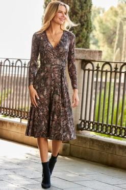Animal Print Faux Wrap Midi Jersey Dress -MIDI Clothing Shop web 30 a20dj065sebn01 029