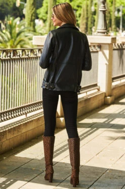 Black Longline Leather Biker Jacket -MIDI Clothing Shop web 31 s22tj008rd0017 a22ol001bk0001 374